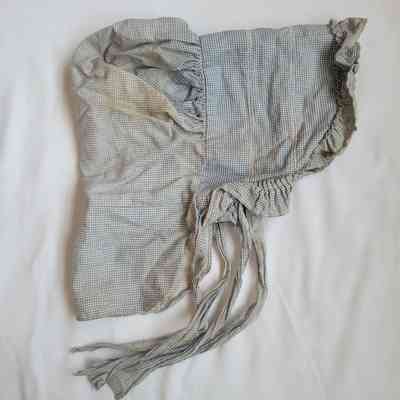 Blue Checked Child's Bonnet