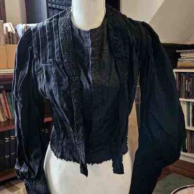 Vintage Black Cotton Blouse