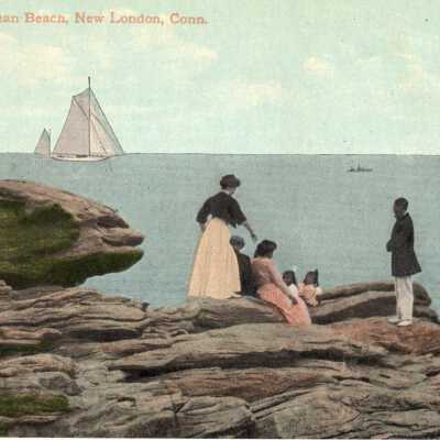 Postcard: The Rocks at Ocean Beach, New London, Conn