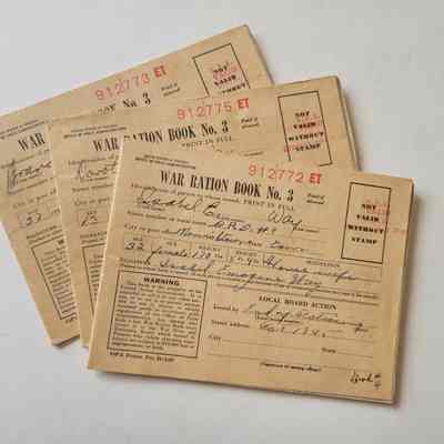 WWII Ration Book No. 3 for Francis, Isabel, and Dorothy Way