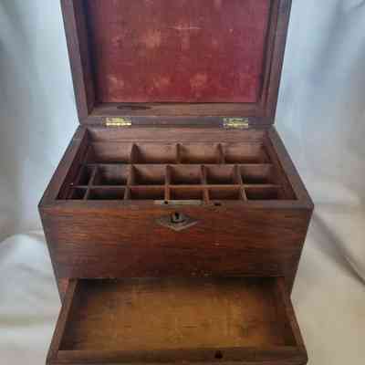 Wooden Jewelry Box with Lid and Drawer