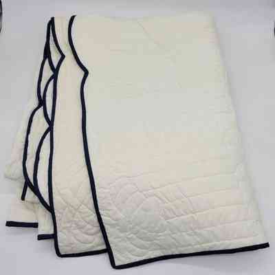 White Pedal Stitch Quilt with Blue Trim 1995