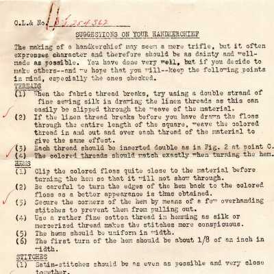 1920's Class Grading Sheet on Demoestic Sciences