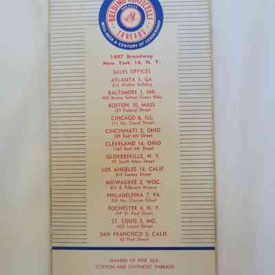 The image features a Belding Corticelli advertisement listing various sales office locations across the United States.