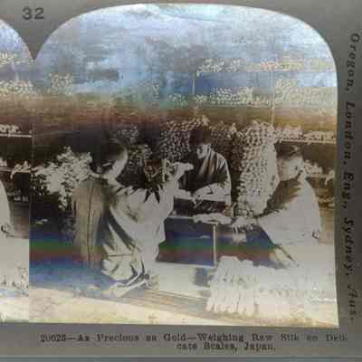Stereograph, Weighing Raw Silk