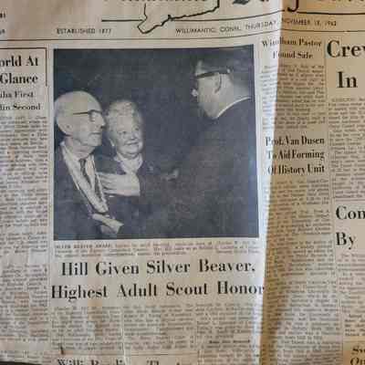 Newspaper Clipping "Hill Given Silver Beaver, Highest Adult Scout Honor" 1962