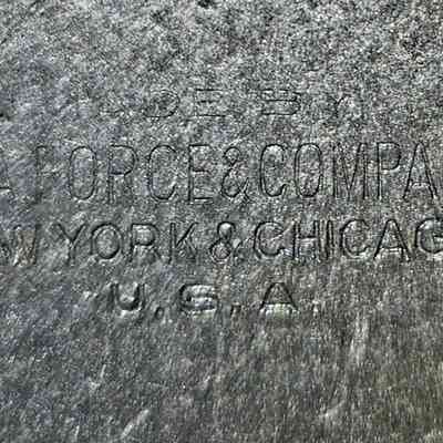 Die Mark #1: The image shows embossed text reading "MADE BY Wm. A. FORCE & COMPANY NEW YORK & CHICAGO U.S.A."