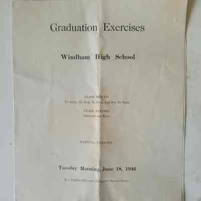Windham High School Graduation Program 1946