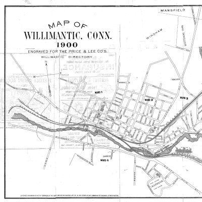 Street Map of Willimantic, CT, 1900