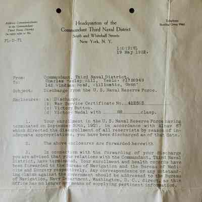 Charles W. Hill Military Discharge