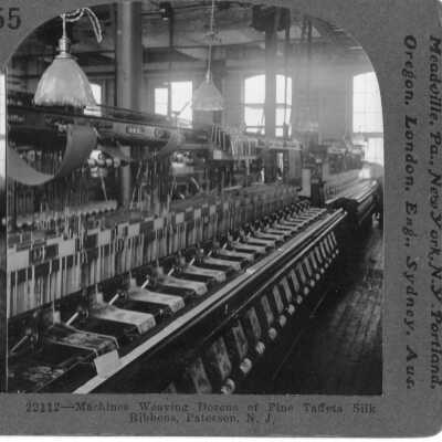 Stereograph Card of Silk Weaving
