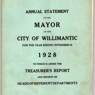 Annual Statement of the Mayor of Willimantic, November 1928