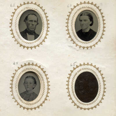 62. Isaac Caldwell 63. Mrs. Isaac Caldwell 64. Annie Caldwell Shattuck [Facial Recognition suggest 64 & 70 are the same person and that it's Cora (Knight) Hill] 65. Estella Caldwell Sloan (picture missing)