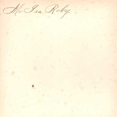 Mr. Ira Roby -Verso