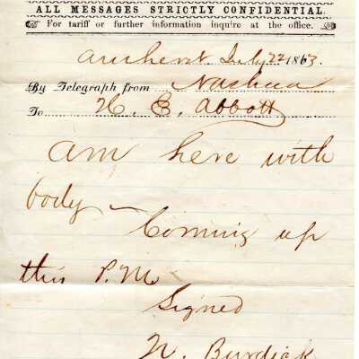 Telegram from Norman Burdick