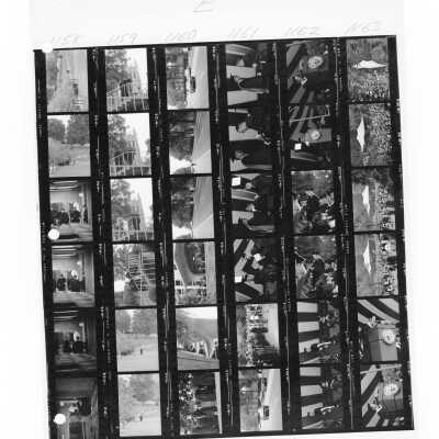 Views of 1968 graduation/commencement ceremony, the first time that ceremonies were held outside in twenty years.