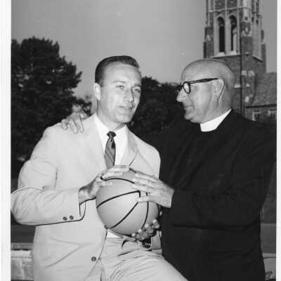 Men's Basketball Coach Jack McKinney with Joseph Geib,S.J.