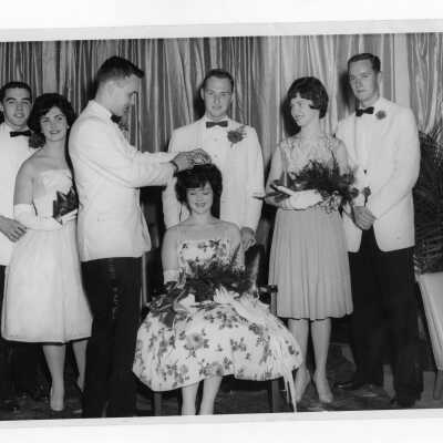 Crowning of queen at student formal dance.
