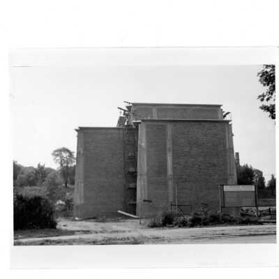 Exterior side view of Bellarmine under construction.