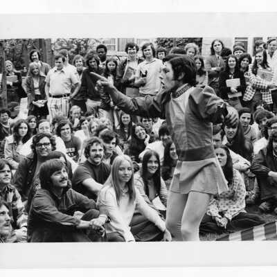 Students watching performance of Royal Lichtenstein Circus.