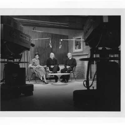 J. Joseph Bluett, S.J. and Matthew Sullivan, S.J. appearing on local NBC television program, "Concept," March 8, 1961.