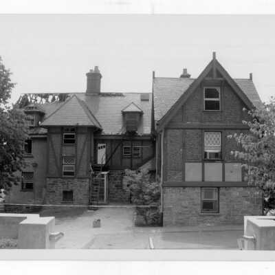 Exterior view of Simpson Hall after fire.