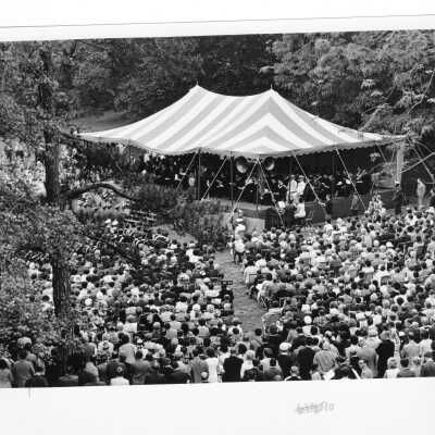 View of 1968 graduation/commencement on Gest Lawn.