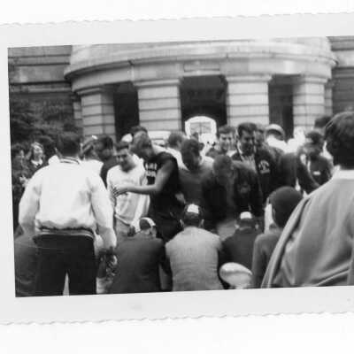 Freshman initiation activities on Juniper and Market Streets during Junior Week.