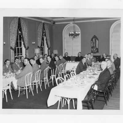 New Jersey alumni reunion at Trenton Country Club, December 4, 1947, including Joseph S. Hogan, S.J., and John J. Long, S.J.