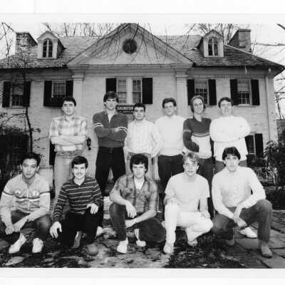 Students of Bronstein Hall standing in front yard.