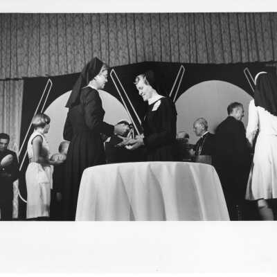 Bread breaking ceremony during International Eucharistic Congress, symposium on hunger, August 2, 1976, held at Philadelphia Civic Center.