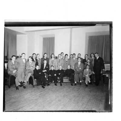 Alumni reunion of class of 1947, held c. 1948. Group photo includes Joseph S. Hogan, S.J.