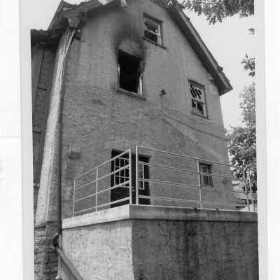 Exterior view of Simpson Hall after fire.
