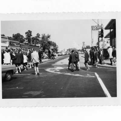 Freshman initiation activities on Juniper and Market Streets during Junior Week.