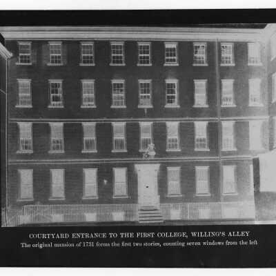 Courtyard entrance to first site of Saint Joseph's College, Willing's Alley.