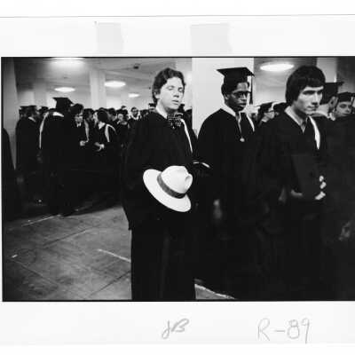 Graduates assembling for 1971 graduation/commencement ceremony.