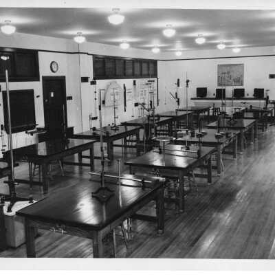 Interior view of science laboratory in Barbelin Hall.