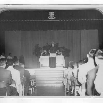 Cardinal John O'Hara during Mass in Flanigan Auditorium.