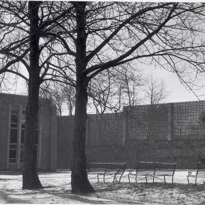 Gest Estate (now Wolfington Center) property wall next to Drexel Library.