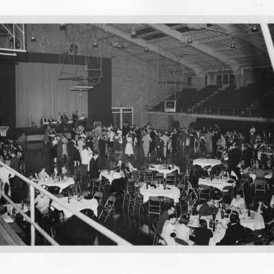 View of alumni association dance in undecorated Field House, September 22, 1956.