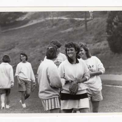 Women talking after softball intramural game?