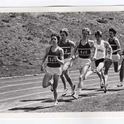 Men's track team in meet against Delaware.