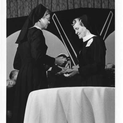 Bread breaking ceremony during International Eucharistic Congress, symposium on hunger, August 2, 1976, held at Philadelphia Civic Center.