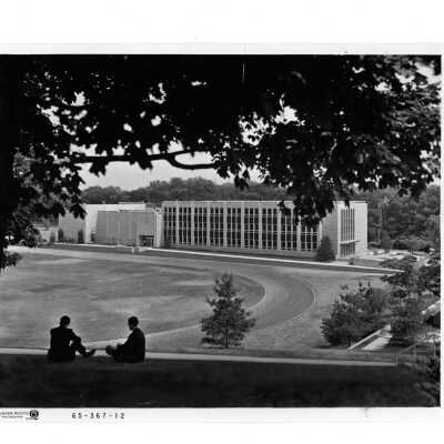 View of Finnesey Field and Villiger (later Post) Academy of Food Marketing.