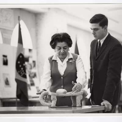 Students and instructor (?) in Latin American Studies Institute participating in Pan American observance, April 2, 1964.