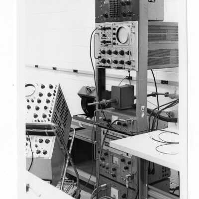 Interior view of science laboratory with equipment in science center.