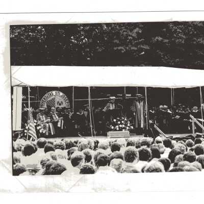 Eugene McCreesh, S.J. and Donald I. MacLean, S.J. conferring honorary degree to U.S. Representative William H. Gray III