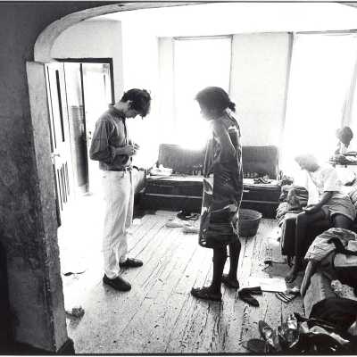 Student living in "The House" or SJC Commune at 17th and Girard Streets in Philadelphia visiting family in apartment in the neighborhood.