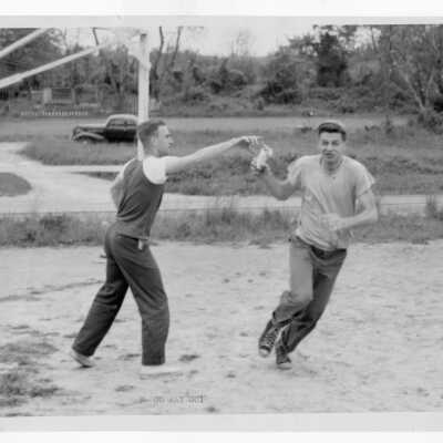 Two students from Barry Hall in race at a picnic?