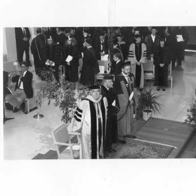 View of convocation in Chapel, October 6, 1994, with Nicholas S. Rashford, S.J. and others.